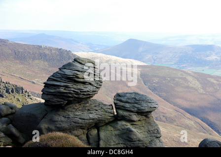 View from Pennine Way on southern edge of Kinder Scout, towards Lose Hill, Peak District National Park, UK Stock Photo