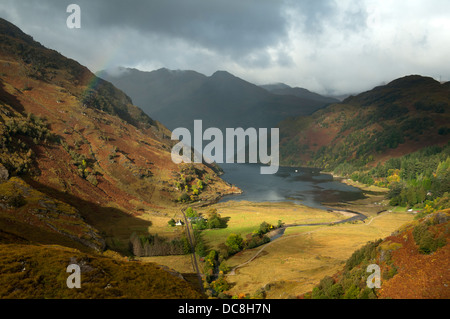 Rainbow over Kinloch Hourn and Loch Hourn, Knoydart. Highland region