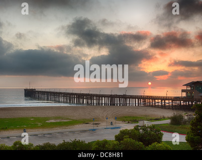 Pier at Ventura coast in California, USA at sunset Stock Photo