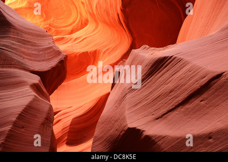 Beautiful abstract natural patterns of Lower Antelope Canyon, a famous Slot Canyon near Page, Arizona, USA Stock Photo