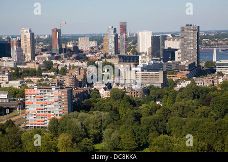 City centre buildings oblique aerial view Rotterdam Netherlands Stock Photo