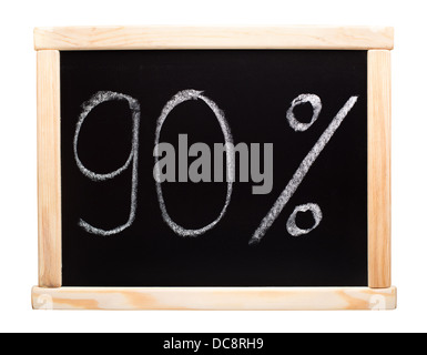 Ninety percent written on blackboard Stock Photo