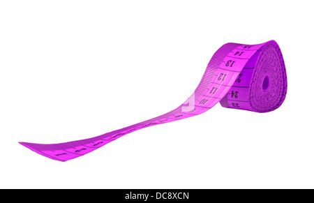 Pink measuring tape - clipping path. Isolated. Stock Photo