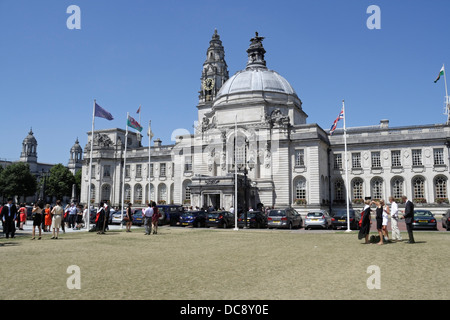 Cardiff City hall and student graduation ceremony, Wales UK Cathays Park civic centre Stock Photo