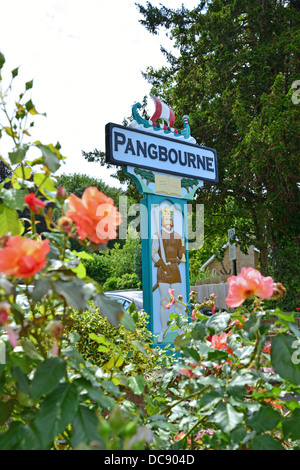 Pangbourne village sign, Pangbourne, Berkshire, England. United Kingdom Stock Photo