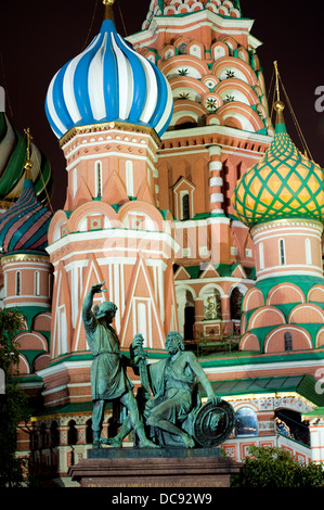 Statue of Kuzma Minin and Prince Dmitry Pozharsky St Basil's Cathedral Moscow Russia Stock Photo