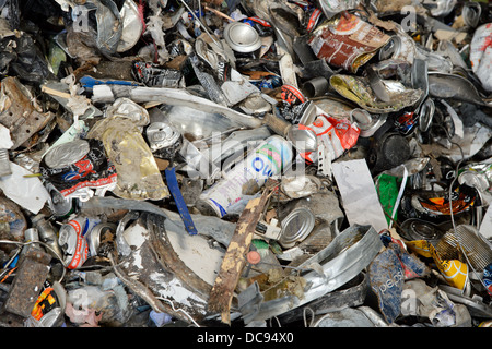 Piles of rubbish / waste at a waste recycling plant in the West Midlands, England, UK. Stock Photo