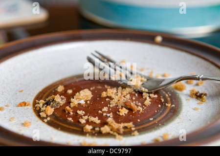 Empty plate with cake crumbs on Stock Photo