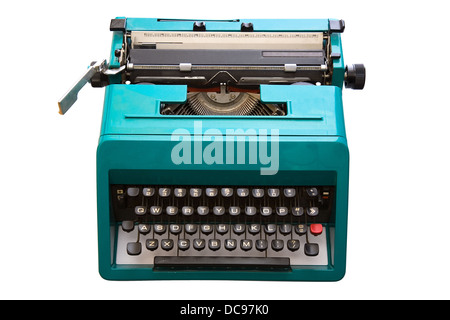 dusty old typewriter isolated on white background Stock Photo