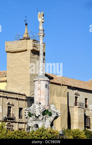 Triumph of Saint Rafael (Triunfo de San Rafael), historic 18th century monument in the city of Cordoba, Spain, Andalusia region. Stock Photo