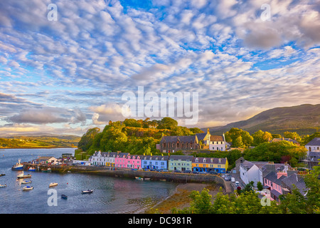 view on Portree before sunset, Isle of Skye, Scotland Stock Photo