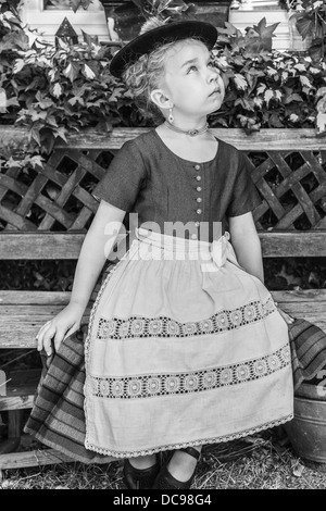 Black and white portrait of a girl in a dirndl Stock Photo