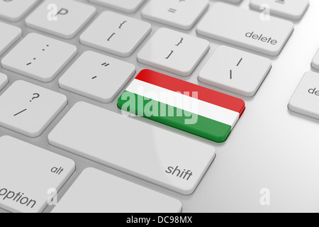 3d render of hungarian flag button with soft focus Stock Photo