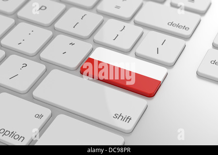 3d render of polish flag button with soft focus Stock Photo