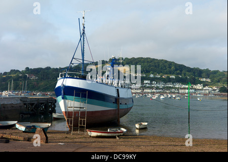 Boat in dock, Teignmouth harbour, Devon, UK Stock Photo