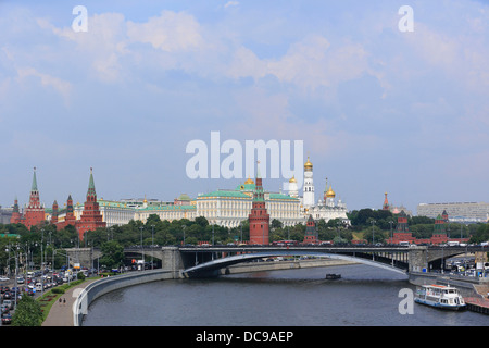 Kremlin and the Moskva River, from the bridge at the Cathedral of Christ the Saviour Stock Photo