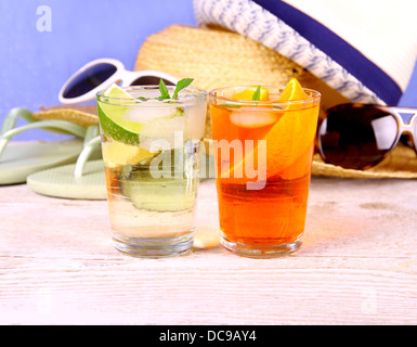 Elderflower, Orange cocktails with holiday background, close up Stock Photo