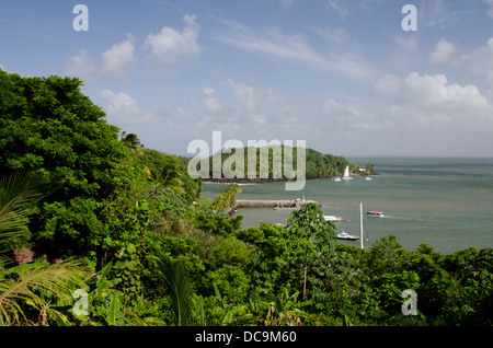 French Overseas Territory, French Guiana, Salvation Islands. View of Ile Saint-Joseph from Ile Royale. Island jungle view. Stock Photo