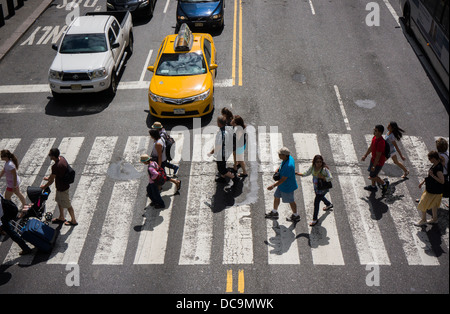 Pedestrians cross East 42nd Street opposite Grand Central Terminal on Saturday, August 10, 2013. (© Richard B. Levine) Stock Photo