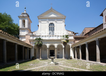 atrium and facade of Basilica of Saint Clement, Basilica di San Clemente al Laterano, Rome, Italy Stock Photo