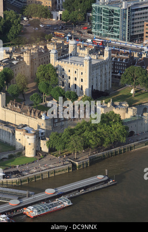 Looking down on the Tower of London from the viewing platform of the Shard skyscraper in Southwark, London Stock Photo