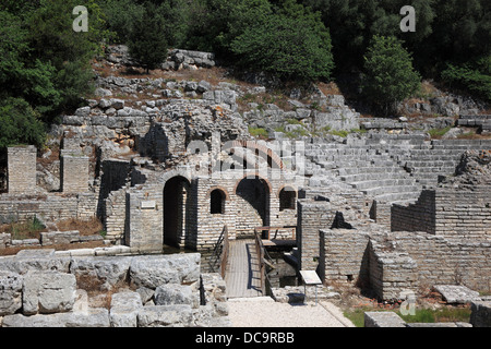 Buthrotum, Butrint, Butrinti, ancient greek and roman city in the south of Albania, the Amphitheatre Stock Photo