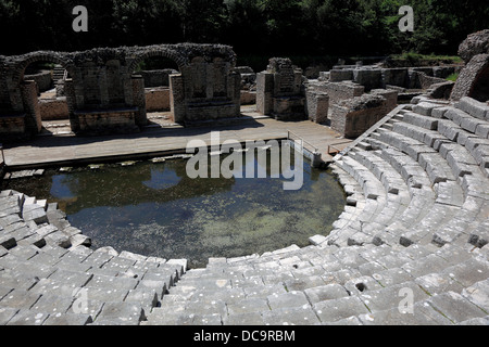 Buthrotum, Butrint, Butrinti, ancient greek and roman city in the south of Albania, the Amphitheatre Stock Photo