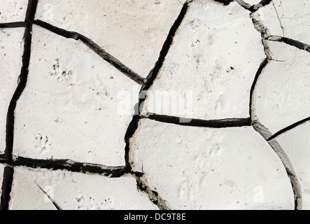 Abstract background of cracked dry white mud. Stock Photo