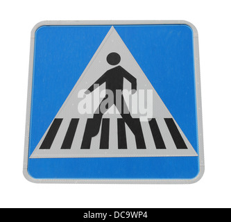 Pedestrian crossing sign isolated on white background. Stock Photo