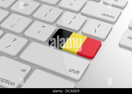 3d render of belgian flag button with soft focus Stock Photo