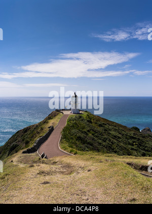 dh Cape Reinga Lighthouse CAPE REINGA NEW ZEALAND Lighthouse beacon Tasman Sea and South Pacific Ocean meet aupouri peninsula Stock Photo