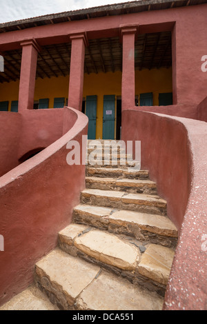 Maisons des Esclaves, House of Slaves, with its 'Gate of No Return,' Goree Island, Senegal. Stairs leading to museum. Stock Photo