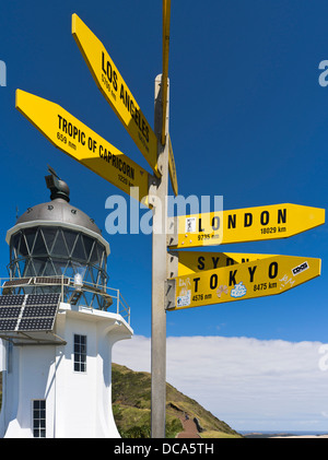 dh Cape Reinga Lighthouse NORTHLAND NEW ZEALAND International signpost lighthouse beacon tower world sign Stock Photo