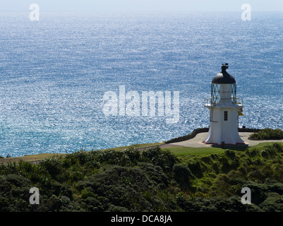 dh Cape Reinga Lighthouse CAPE REINGA NEW ZEALAND Lighthouse beacon tower Tasman Sea aupouri peninsula Stock Photo