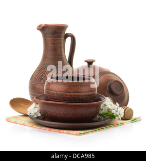 ceramic utensils isolated on white background Stock Photo