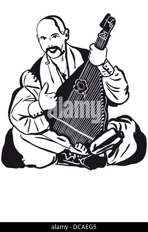 Cossack playing a musical instrument kobza Stock Photo - Alamy