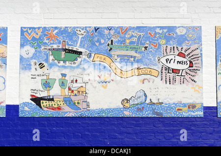 Industrial Mural, on GKN Building, East Cowes, Isle of Wight, England, UK, GB. Stock Photo