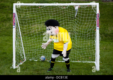 Billy Brewer the Burton Albion Mascot in goal at a Charity event at Tutbury Castle, Staffordshire, England, UK Stock Photo