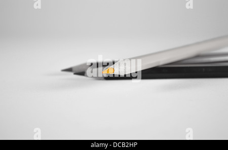 macro of five color pencil isolated on white Stock Photo - Alamy