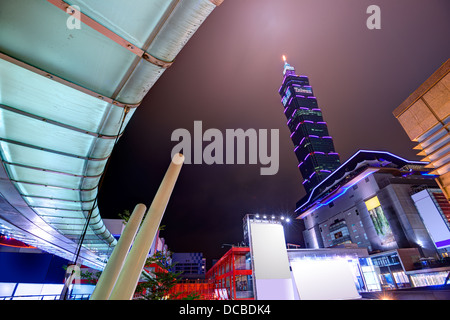 Nighttime cityscape in Taipei, Taiwan. Stock Photo