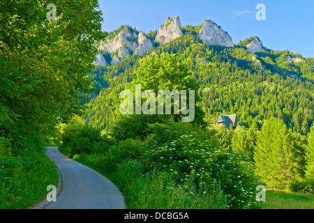 Trail to the top of the Three Crowns in Pieniny mountains near the hut. Stock Photo