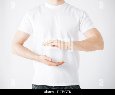 mans hands showing something Stock Photo