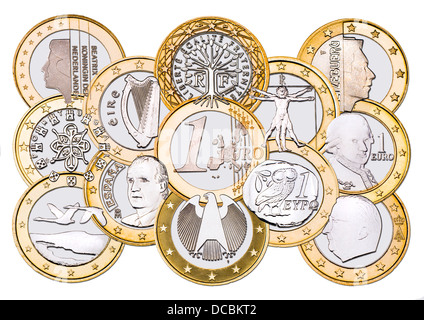 Euro coins, overlapping Stock Photo