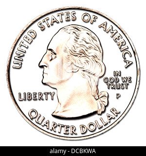US Quarter Dollar - details digitally cut out, drop shadow Stock Photo