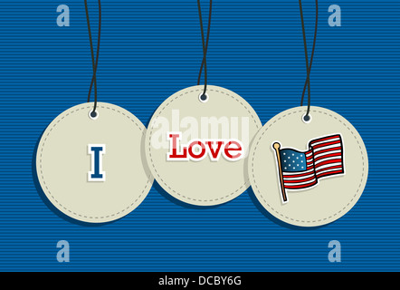 I love US hang tags icons flag illustration set. Vector file layered for easy manipulation and custom coloring. Stock Photo