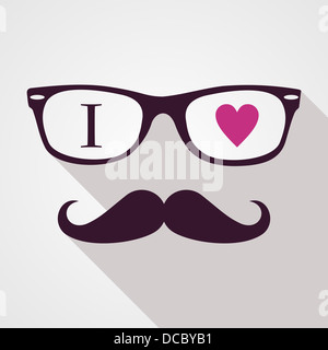 Retro hipsters icons love concept, isolated background. Vector file layered for easy manipulation and custom coloring.  Stock Photo