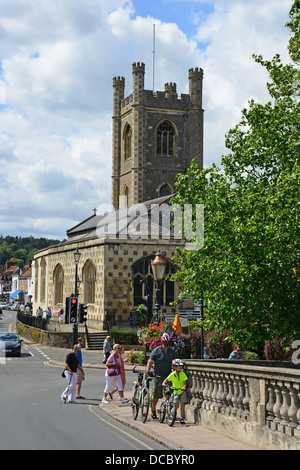 16th century tower of Church of St Mary, Hart Street, Henley-on-Thames, Oxfordshire, England, United Kingdom Stock Photo