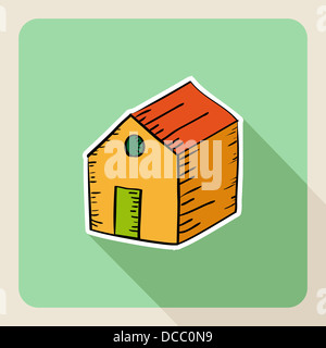 Sketch style real estate, warehouse flat icon. Vector file layered for easy editing. Stock Photo