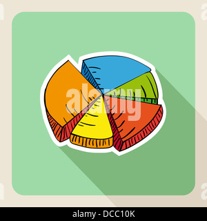 Colorful sketch style circular graphic flat icon. Vector file layered for easy editing. Stock Photo