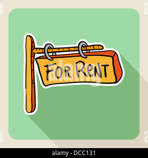 Vintage real estate sketch style property rental flat icon post sign. Vector file layered for easy editing. Stock Photo